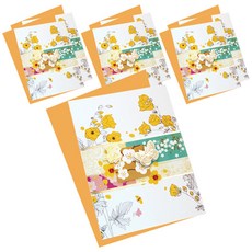 From&To T1038-4 感謝 祝賀 賀年卡 卡片 7入 + 信封 7入, 混合顏色, 1套