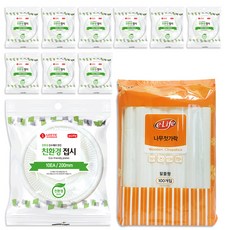 e.Life 環保紙盤 200mm 10入 10組+筷子 18cm 100入, 1組