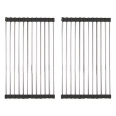 Block Mart 廚房水槽捲式瀝水架 2入, 黑色