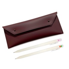 KKOMKKOMI 信封式萬用盒 + 토당토당 中性筆 隨機出貨 2入, 醋栗酒紅, 1套