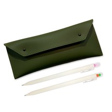KKOMKKOMI 信封式萬用盒 + 토당토당 中性筆 隨機出貨 2入, 橄欖綠, 1套