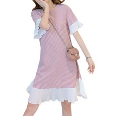 條紋孕婦哺乳連身裙 BC709