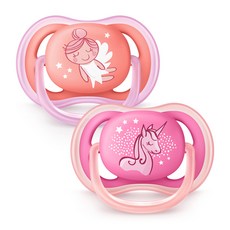 PHILIPS AVENT 新安怡 女童透氣安撫奶嘴 SCF345/22 2入, 6~18個月, 紅色+粉色, 1組