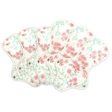 花朵圖案一片式布衛生棉 大型 3入+夜用型 3入組 B款, 1套