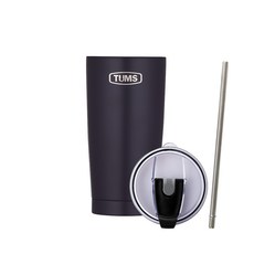 텀스 메가 슬림 진공 스텐텀블러 + 스트로우 방수뚜껑 + 스텐 스트로우 세트, 네이비, 500ml, 1개