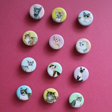 寵物故事迷你小貓磁鐵 12入, 混色