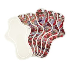 印花翼型棉布衛生棉 B款 L號 3入+夜用型 3入, 1套, 夜用