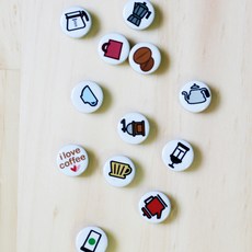 咖啡愛好者塗鴉 迷你磁磚磁鐵 12入組, 混色