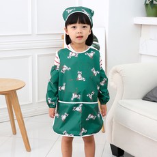 bebe chouette 孩童打網球小浣熊圖案網眼防水圍裙+收納袋+頭巾+袖套, 混色