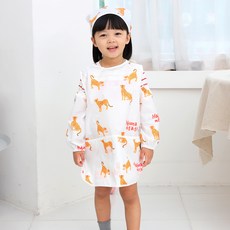 bebe chouette 孩童獵豹圖案網眼防水圍裙+收納袋+頭巾+袖套組, 混色