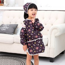 bebe chouette 孩童圖案印花網眼防水圍裙+收納袋+頭巾+袖套, 混色