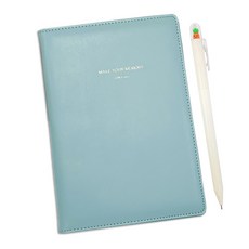 꼼꼬미 엣지 피아노 가죽 바인더 + 포스트 메모패드 M + 토당토당 젤펜 랜덤 발송, 스카이 민트, 1세트