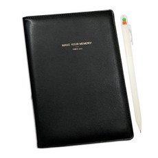 꼼꼬미 엣지 피아노 가죽 바인더 + 포스트 메모패드 M + 토당토당 젤펜 랜덤 발송, 매트 블랙, 1세트