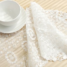 happytool 鏡花桌旗墊, 白色, L(長 150cm x 寬 26cm)