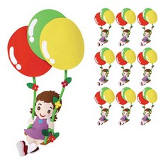 둥실둥실친구 여 종이환경구성 만들기재료 12x28cm, 혼합 색상, 10개입