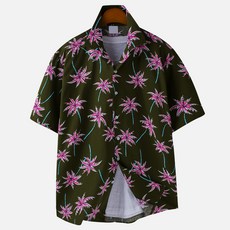 GHOST REPUBLIC 男士棕櫚印花套頭夏威夷短袖襯衫 MSH-5S22