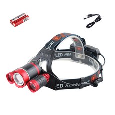 QMAI LED 충전식 헤드랜턴 풀세트 3T6 ZUM Max 5000lm, RED, 1세트