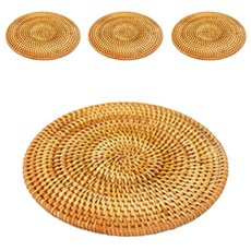 마켓감성 고급라탄 티코스터 4p, 혼합 색상, 4개