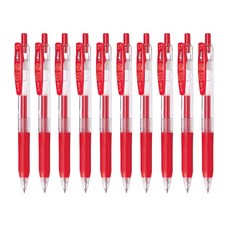 제브라 사라사클립 중성펜 JJB15 0.7mm, 적색, 10개