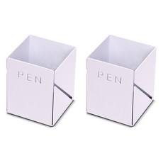 ASKOREA 單線方形鋼筆筒MW-632, 白色, 2件