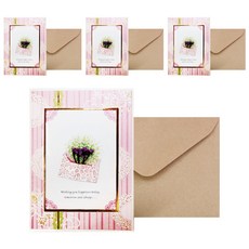 프롬앤투 T210-6 감사 축하 연하장 카드 4p + 봉투 4p + 속지 4p, 혼합 색상, 1세트