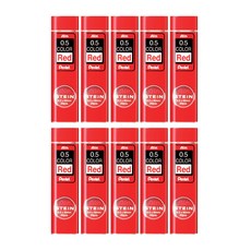 Pentel 飛龍文具 愛因斯坦彩色自動鉛筆芯 C275 60mm 20支 紅色 HB, 0.5mm, 10個