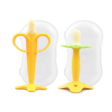 BBTTO 矽膠固齒器 2入, 無奶嘴, 香蕉款+花款, 1組