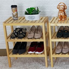4MERIT 松木原木3層鞋架花盆整理架 小, 單一顏色
