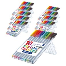 STAEDTLER 3角舒寫細字筆 334-SB10 0.3mm 10色組, 混色, 10片