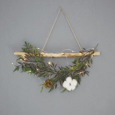 MORIANN 綠色花園棉花松果花環, 混色