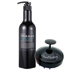 SNC Origin Black洗髮精 700ml+頭皮按摩護理刷 黑色, 1組