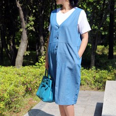 배둥이 단추데님 빅사이즈 임부복원피스