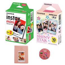 instax 拍立得 拍立得底片 20入+底片 閃亮款 10入+2格相冊 隨機出貨+手拿鏡 隨機出貨, 單品, 1套