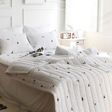 reona joey 印花泡泡紗絎縫薄被, 灰色