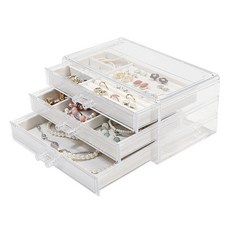 HICKIES 抽屜式透明3層飾品收納盒 AJ300, 混色