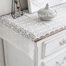 DECOTONIK 雪花蕾絲桌旗, 單一顏色, 4人用 (42cm x 174 cm)