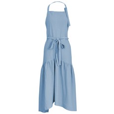 Market Pio 廚房亞麻風格圍裙, 款式3 藍色, 1個