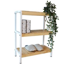 Walled Garden 3層木製置物架, 實木 白框