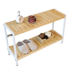 Walled Garden 2層木製置物架, 木頭色 白色