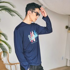 FUNHAN COUPLE 男款印花防曬寬鬆游泳長袖上衣 A4204
