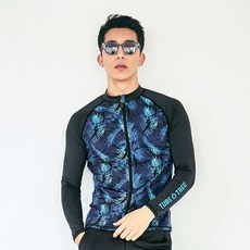 FUNHAN COUPLE 男款拉鍊印花防曬游泳上衣 A4211