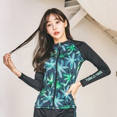 FUNHAN COUPLE 女款拉鍊印花游泳防曬上衣 B4210