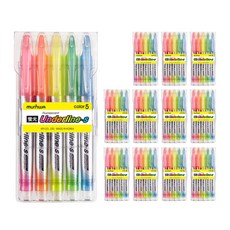 munhwa 文化熒光筆下劃線 S 5 色組, 粉色、橙色、黃色、淺綠色、藍色, 12件