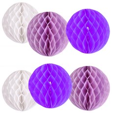 PARTYSHOW 蜂巢球裝飾 白色 2入 + 紫丁香色 2入 + 紫色 2入, 混合顏色