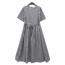 PANG PANG SHOP 格紋綁帶孕婦連身裙