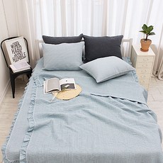 竹製棉被墊組, 藍色