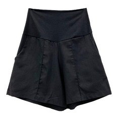 팡팡샵 孕婦T字壓褶亞麻短褲