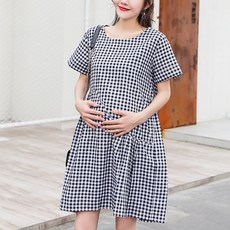 PANG PANG SHOP 格紋孕婦連身裙