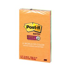 3M Post-it 利貼 強力黏貼會議便條紙 4色橫線 127 x 203 mm 5845-SSUC, 混合色, 1套