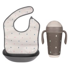 nordico 孩童吸管杯 350ml+圍兜, 冬天大樹款, 1組